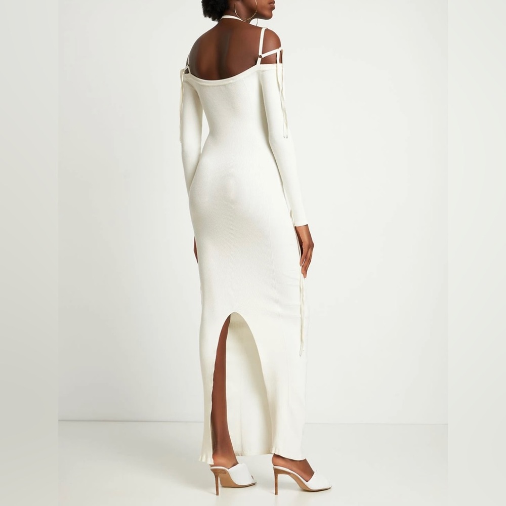 NWT Jacquemus La Robe Arnesi Ribbed Knit Dress Off-White - Picture 2 of 7